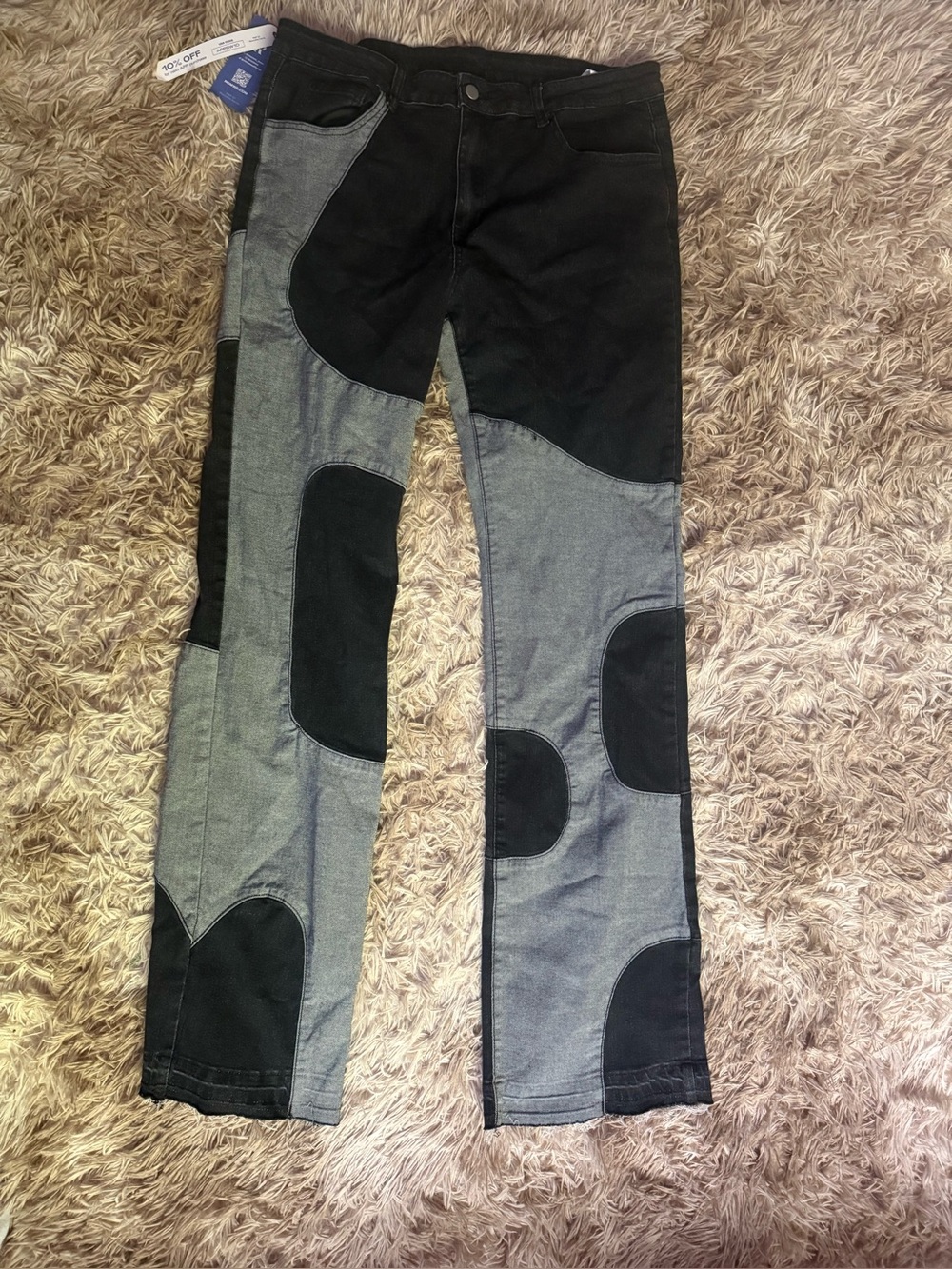 Men's Two-Tone Curved Patchwork Jeans - NWT